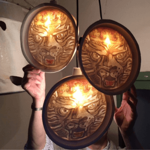 porcelain light discs animal face
