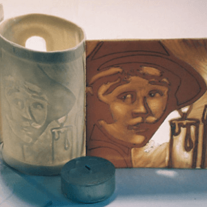 porcelain portrait tea light holder